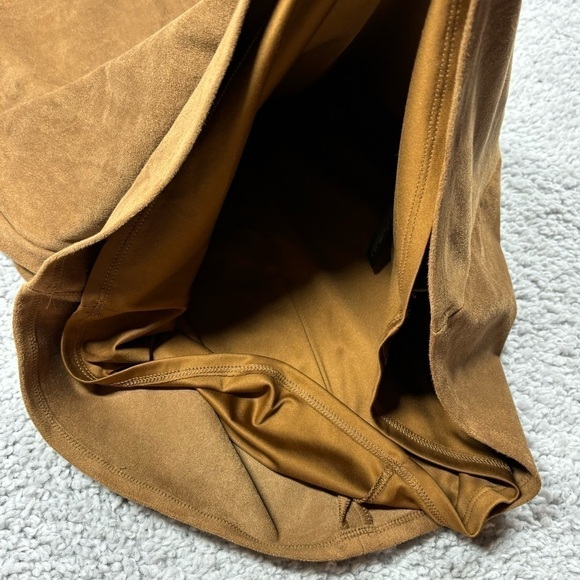 Express Dress Womens 2 Lace Up Neck Faux Suede Camel Mini Western Country Party - Picture 5 of 8